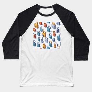 watercolor padlock pattern Baseball T-Shirt